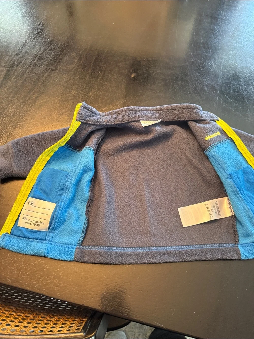Columbia Two-Tone Blue Fleece Jacket with Yellow Zipper